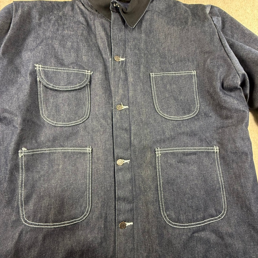 Bob Barker Mens Denim Chore Jacket Blue Fleece Lined Work Coat XL 46/48 Mexico - Picture 4 of 6